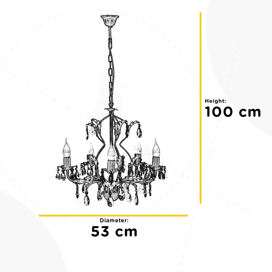 ONLI - Luster na lancu TERESA 5xE14/6W/230V bronzan