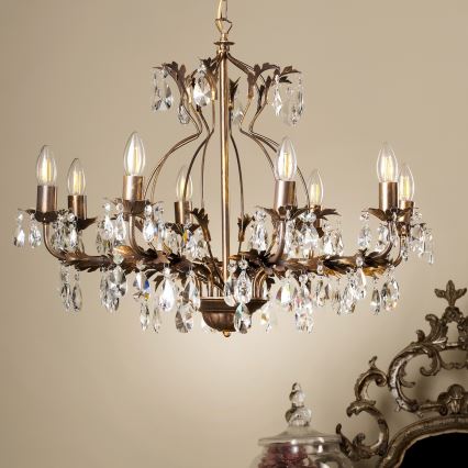 ONLI - Luster na lancu TERESA 8xE14/6W/230V u boji bronze