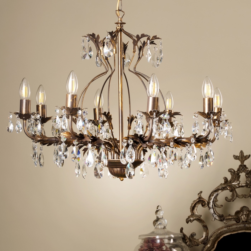 ONLI - Luster na lancu TERESA 8xE14/6W/230V u boji bronze