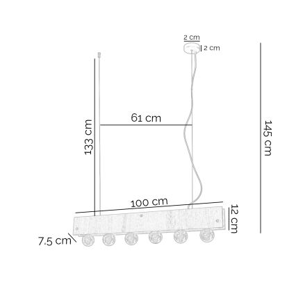 ONLI - Luster na sajli ARGO 6xE27/22W/230V siva