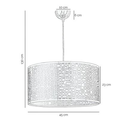 ONLI - Luster na sajli BRUCE 1xE27/15W/230V prečnik 45 cm mat hrom