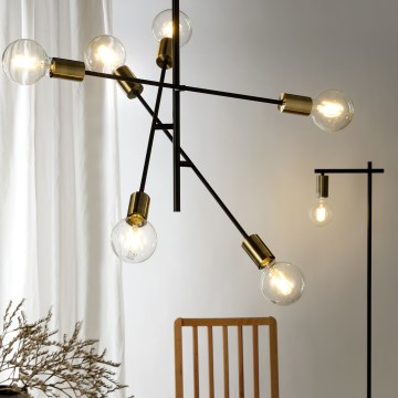 ONLI - Luster na sajli CROSS 6xE27/22W/230V crna/mesing