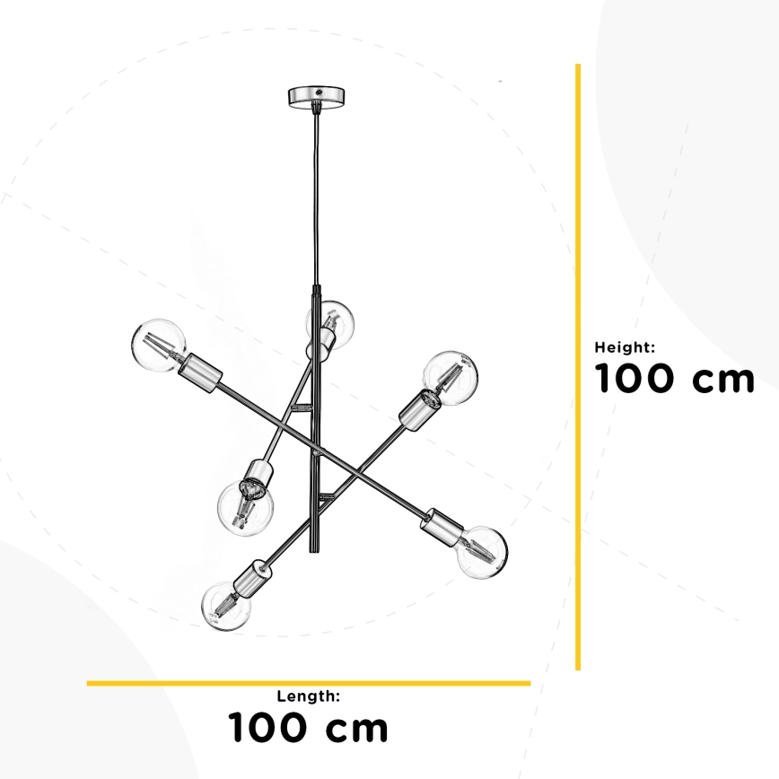 ONLI - Luster na sajli CROSS 6xE27/22W/230V