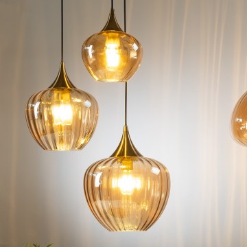 ONLI - Luster na sajli ELIDE 3xE27/15W/230V crna/bakarna