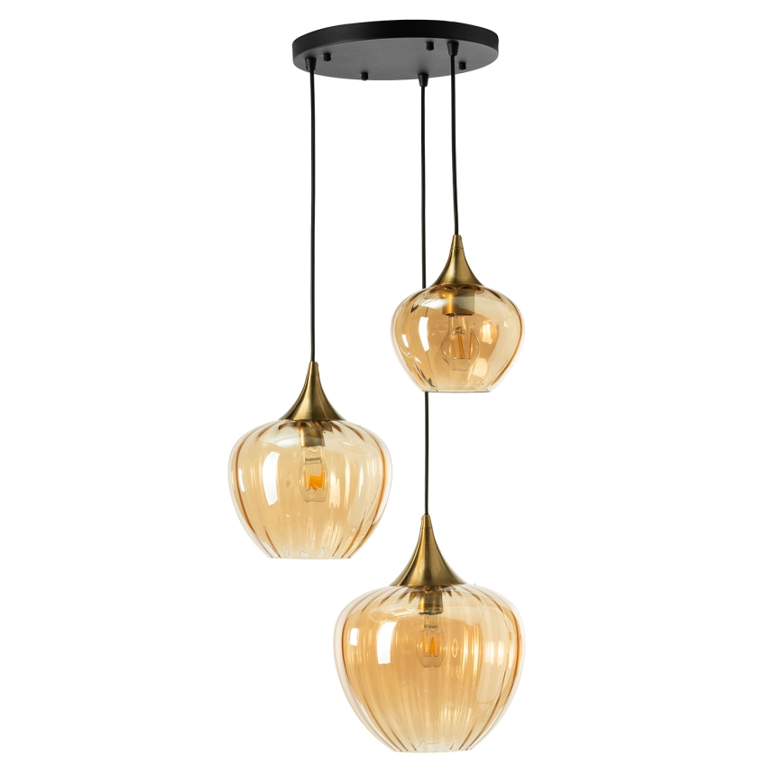 ONLI - Luster na sajli ELIDE 3xE27/15W/230V crna/bakarna