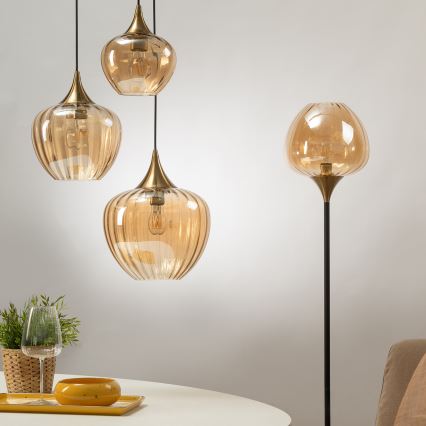 ONLI - Luster na sajli ELIDE 3xE27/15W/230V crna/bakarna