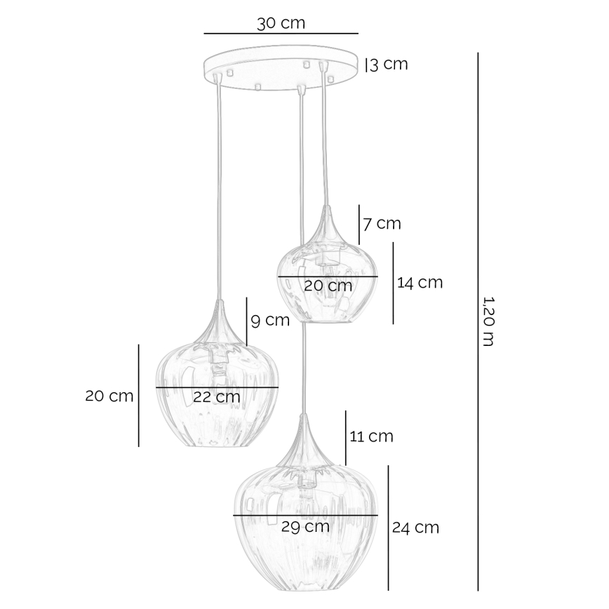 ONLI - Luster na sajli ELIDE 3xE27/15W/230V crna/bakarna