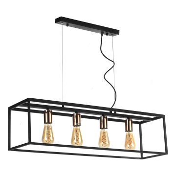 ONLI - Luster na sajli FLOKI 4xE27/15W/230V crna/bakarna