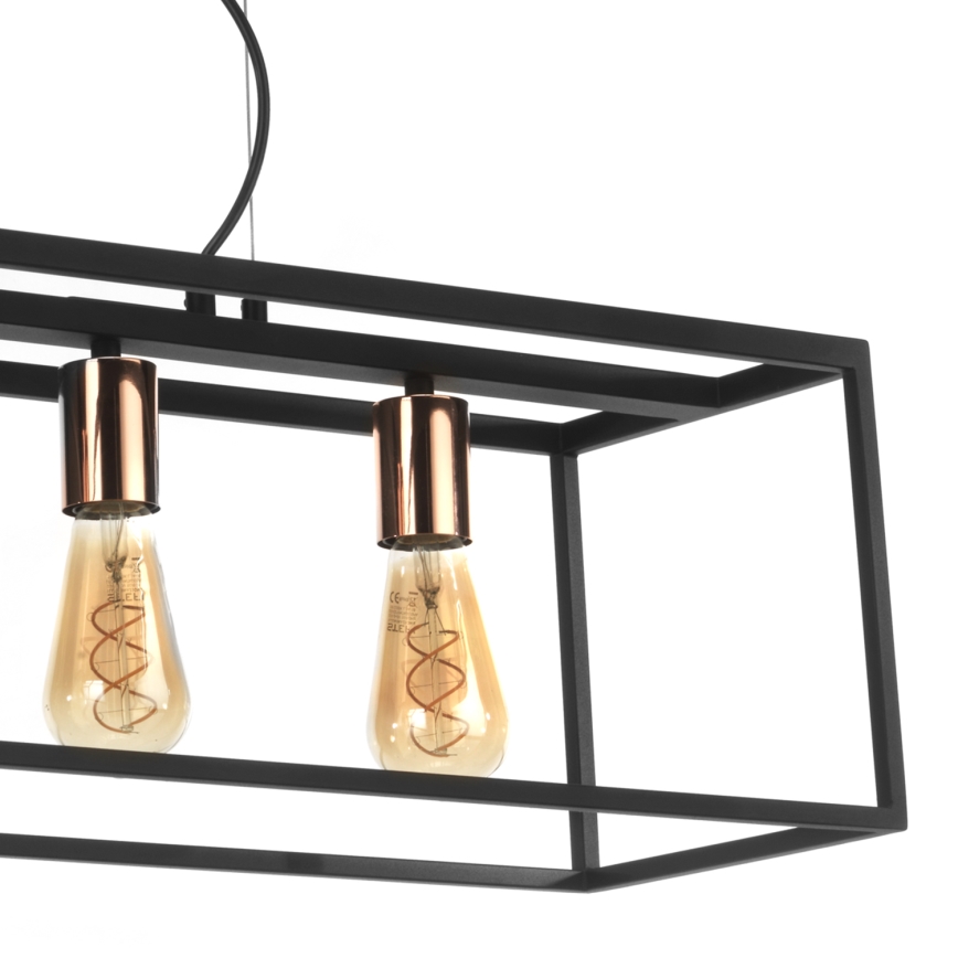 ONLI - Luster na sajli FLOKI 4xE27/15W/230V crna/bakarna