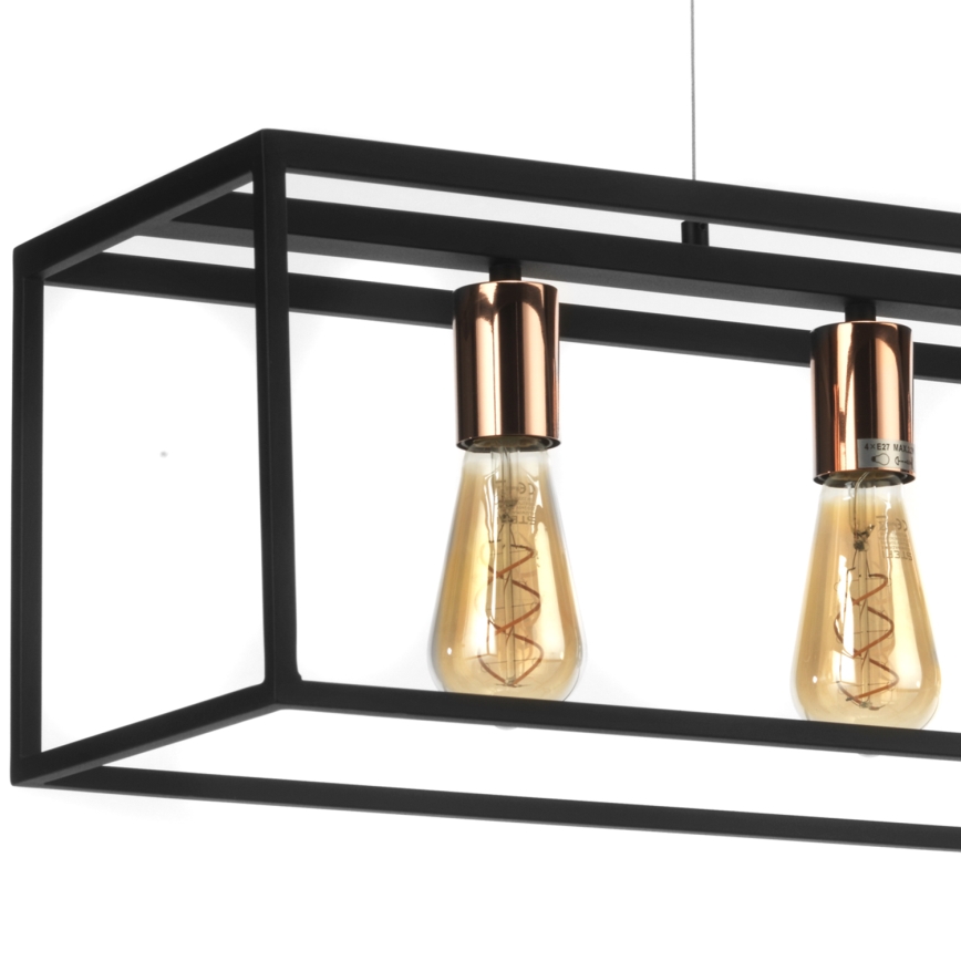 ONLI - Luster na sajli FLOKI 4xE27/15W/230V crna/bakarna