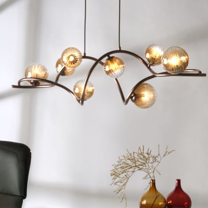 ONLI - Luster na sajli FRIDA 8xG9/10W/230V u boji bakra