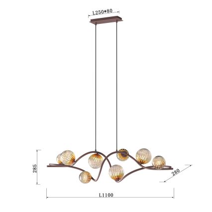 ONLI - Luster na sajli FRIDA 8xG9/10W/230V u boji bakra