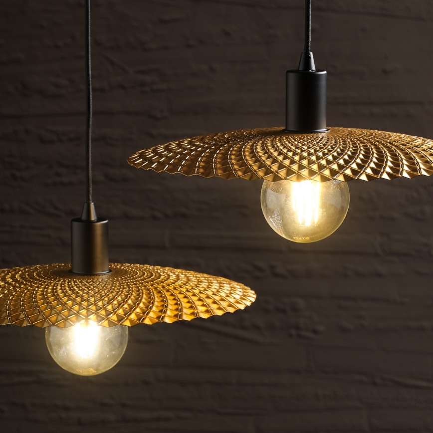 ONLI - Luster na sajli GOLDEN 1xE27/22W/230V zlatno/crna