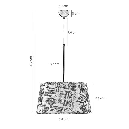 ONLI - Luster na sajli MAIDA 1xE27/15W/230V prečnika 50 cm braon