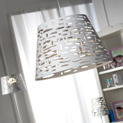 ONLI - Luster na sajli RICKY, 1xE27/15W/230V, prečnik 40 cm, bela