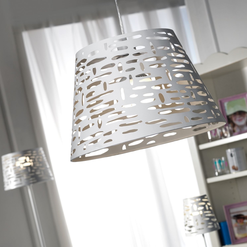 ONLI - Luster na sajli RICKY, 1xE27/15W/230V, prečnik 40 cm, bela