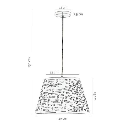 ONLI - Luster na sajli RICKY, 1xE27/15W/230V, prečnik 40 cm, bela