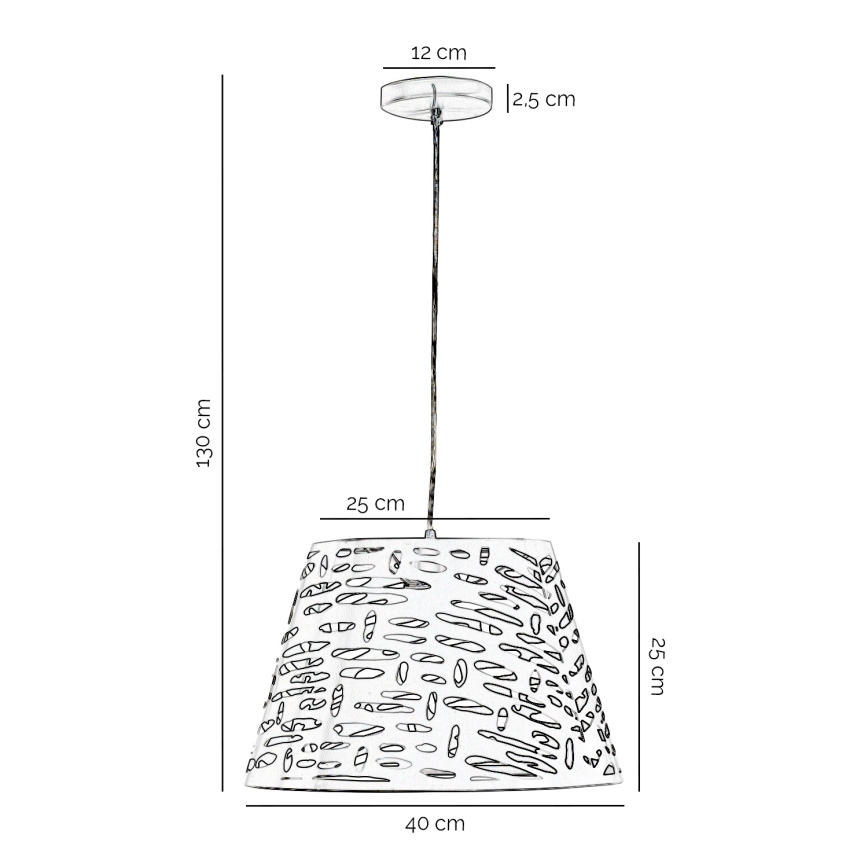 ONLI - Luster na sajli RICKY, 1xE27/15W/230V, prečnik 40 cm, bela