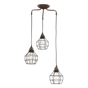 ONLI - Luster na sajli SPIDER 3xE27/15W/230V crna/braon