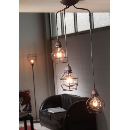 ONLI - Luster na sajli SPIDER 3xE27/15W/230V crna/braon