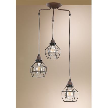 ONLI - Luster na sajli SPIDER 3xE27/15W/230V crna/braon