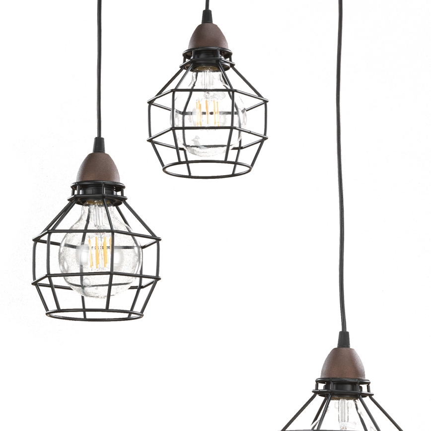 ONLI - Luster na sajli SPIDER 3xE27/15W/230V crna/braon