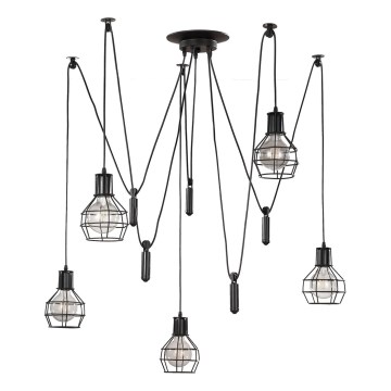 ONLI - Luster na sajli SPIDER 5xE27/15W/230V pauk crna