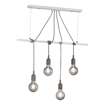 ONLI - Luster na sajli WIRE 4xE27/15W/230V siva/bela