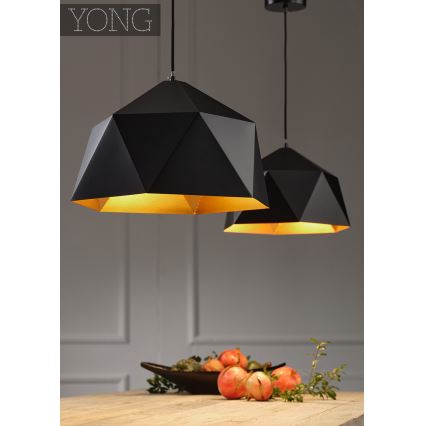 ONLI - Luster na sajli YONG 1xE27/22W/230V crna prečnik 46 cm