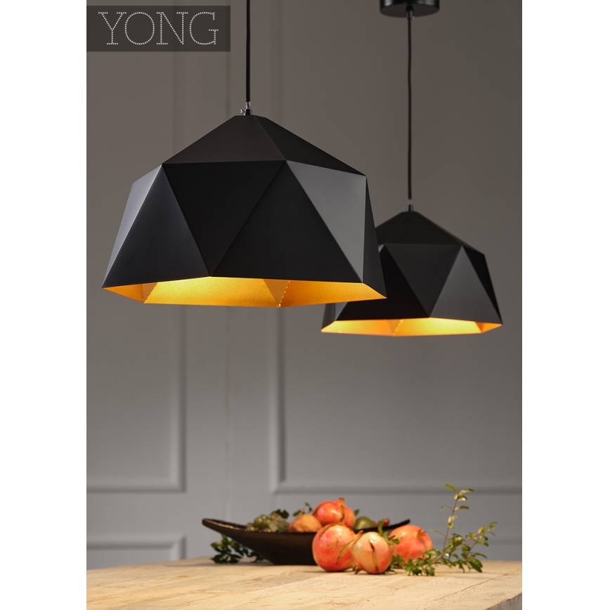 ONLI - Luster na sajli YONG 1xE27/22W/230V crna prečnik 46 cm