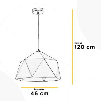 ONLI - Luster na sajli YONG 1xE27/22W/230V crna prečnik 46 cm