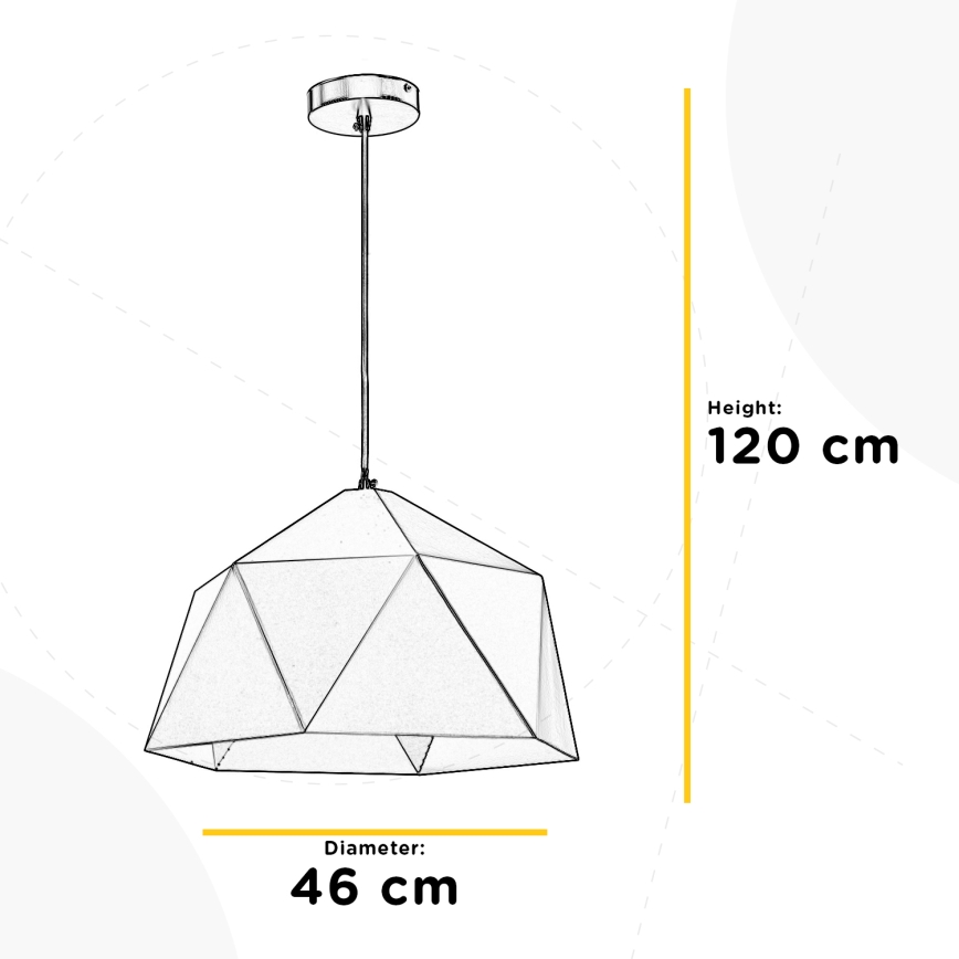 ONLI - Luster na sajli YONG 1xE27/22W/230V crna prečnik 46 cm