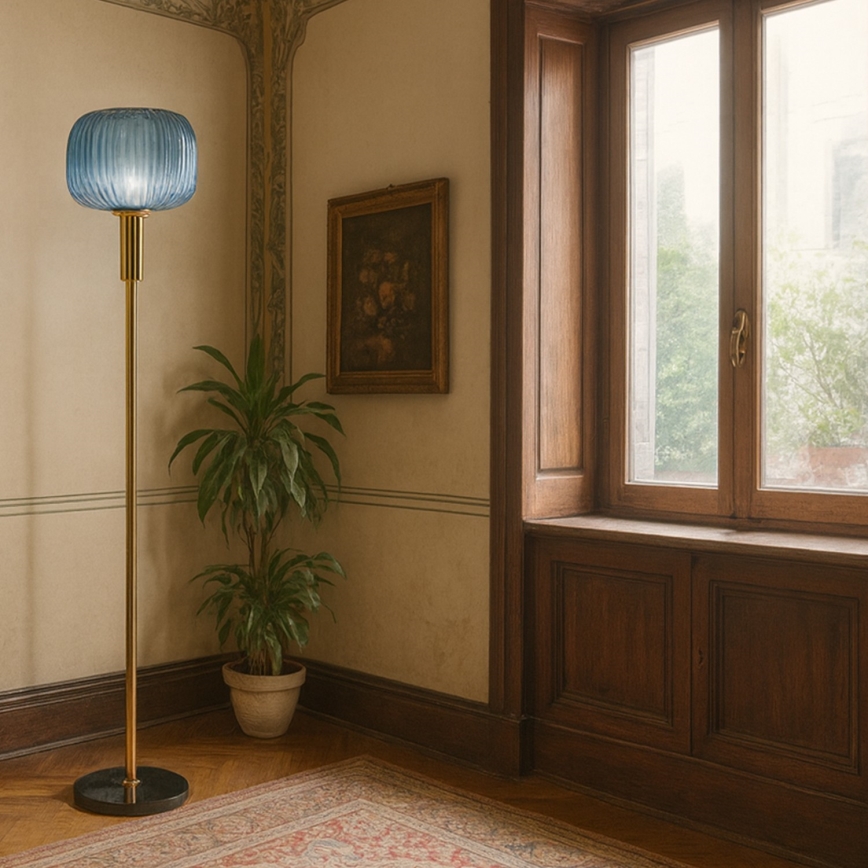 ONLI - Podna lampa DOROTY 1xE27/22W/230V plava/zlatna