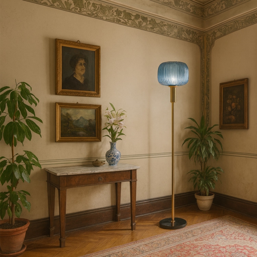 ONLI - Podna lampa DOROTY 1xE27/22W/230V plava/zlatna