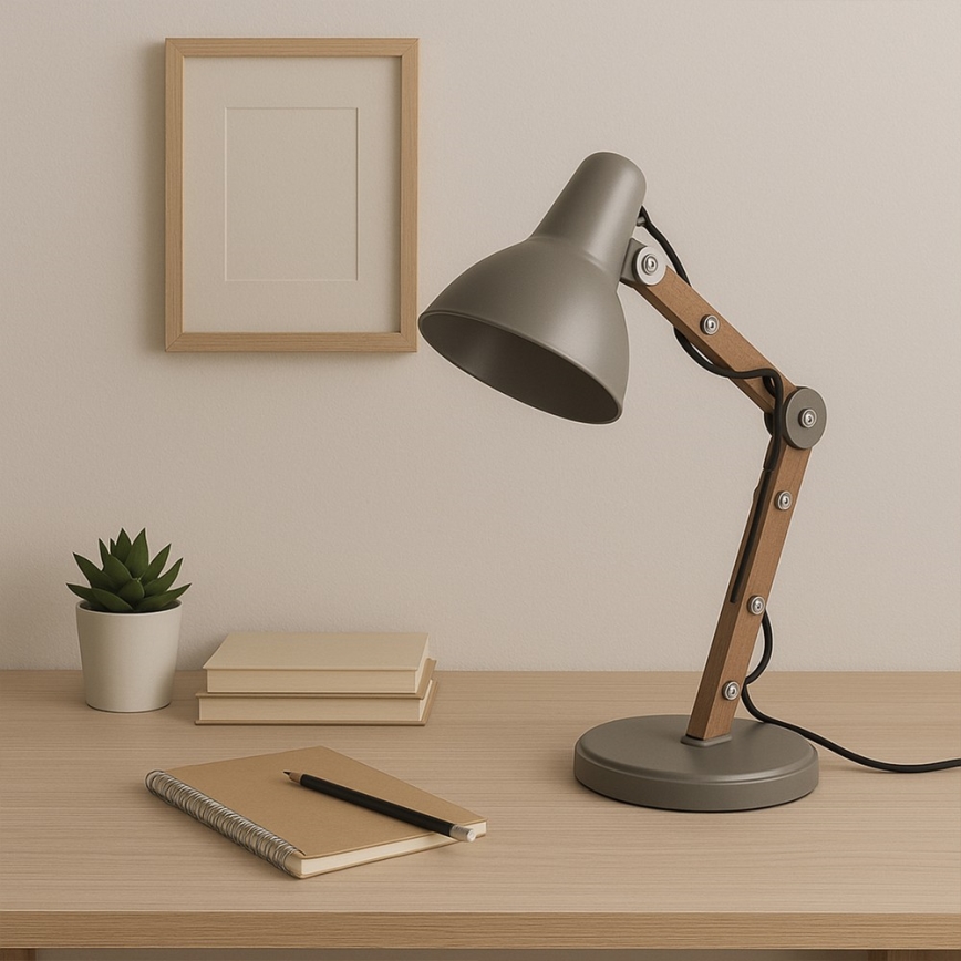 ONLI - Stona lampa ARCHITETTO 1xE27/22W/230V 62 cm siva/braon