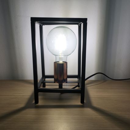 ONLI - Stona lampa FLOKI 1xE27/15W/230V 20 cm crna/bakrena