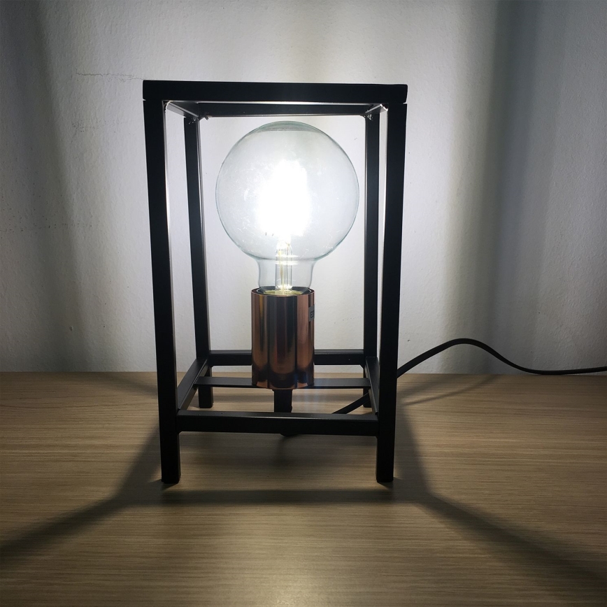 ONLI - Stona lampa FLOKI 1xE27/15W/230V 20 cm crna/bakrena