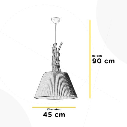 ONLI - Viseći luster WOODY na sajli 1xE27/22W/230V