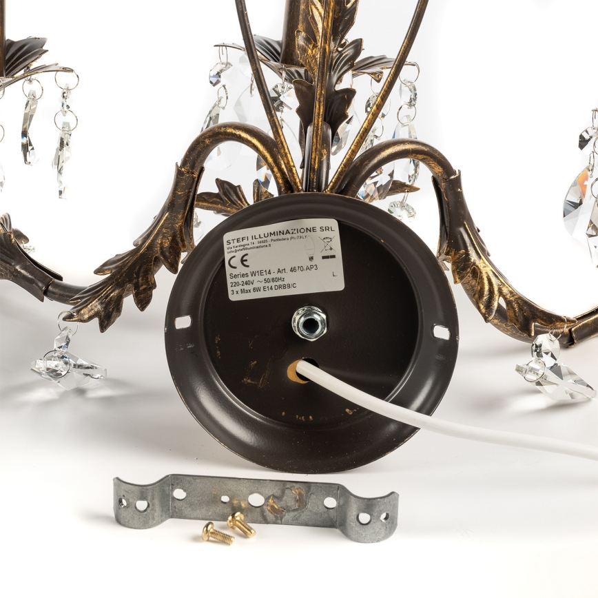 ONLI - Zidna svetiljka TERESA 3xE14/6W/230V bronzana