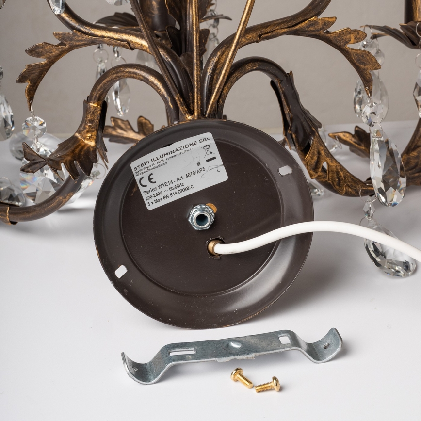 ONLI - Zidno svetlo TERESA 5xE14/6W/230V bronza