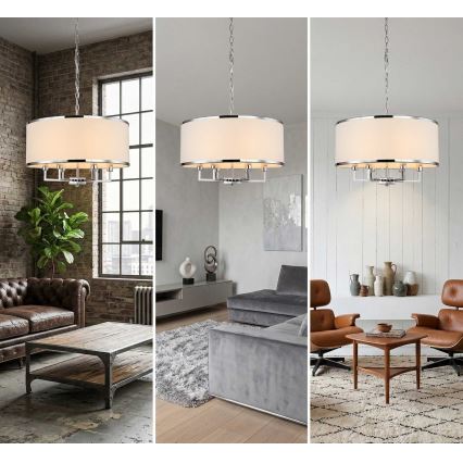 Open Design OR80209 - Luster na lancu CASA 3xE14/12W/230V krem/sjajni hrom