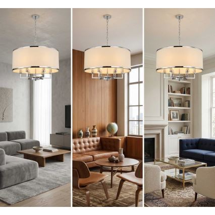 Open Design OR80216 - Luster na lancu CASA 6xE14/15W/230V krem/sjajni hrom