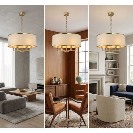 Open Design OR80230 - Luster na lancu CASA 6xE14/15W/230V krem/mesing