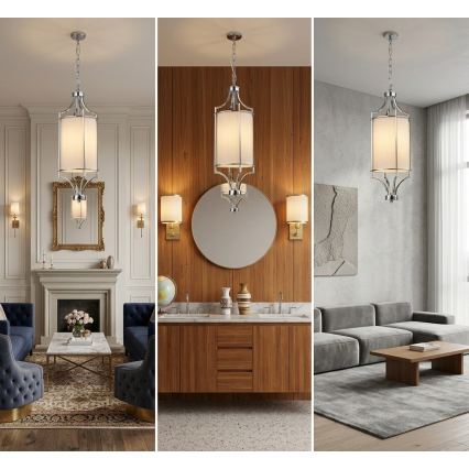 Open Design OR80551 - Luster na lancu LUNGA 1xE27/15W/230V sjajni hrom/bela