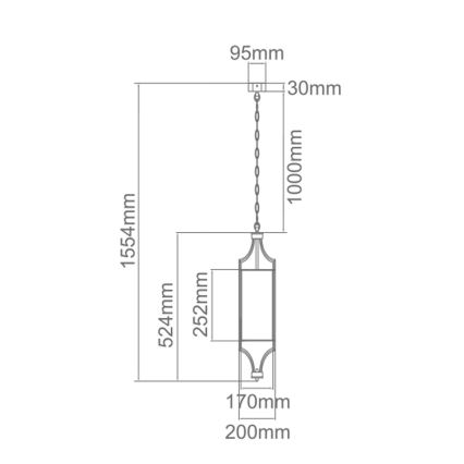 Open Design OR80551 - Luster na lancu LUNGA 1xE27/15W/230V sjajni hrom/bela