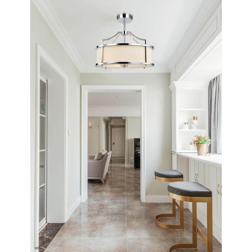 Open Design OR80865 - Luster na stalku STANZA 3xE27/15W/230V Ø 42 cm sjajni hrom/bela