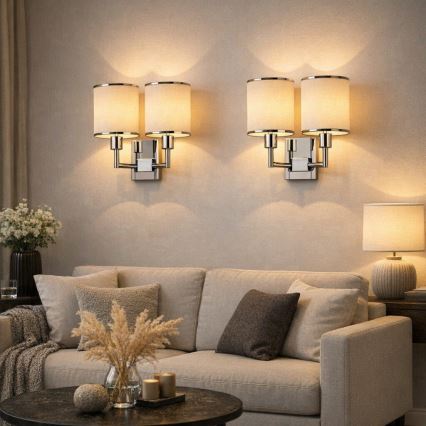 Open Design OR81497 - Zidna lampa CASA 2xE14/12W/230V sjajni hrom/krem
