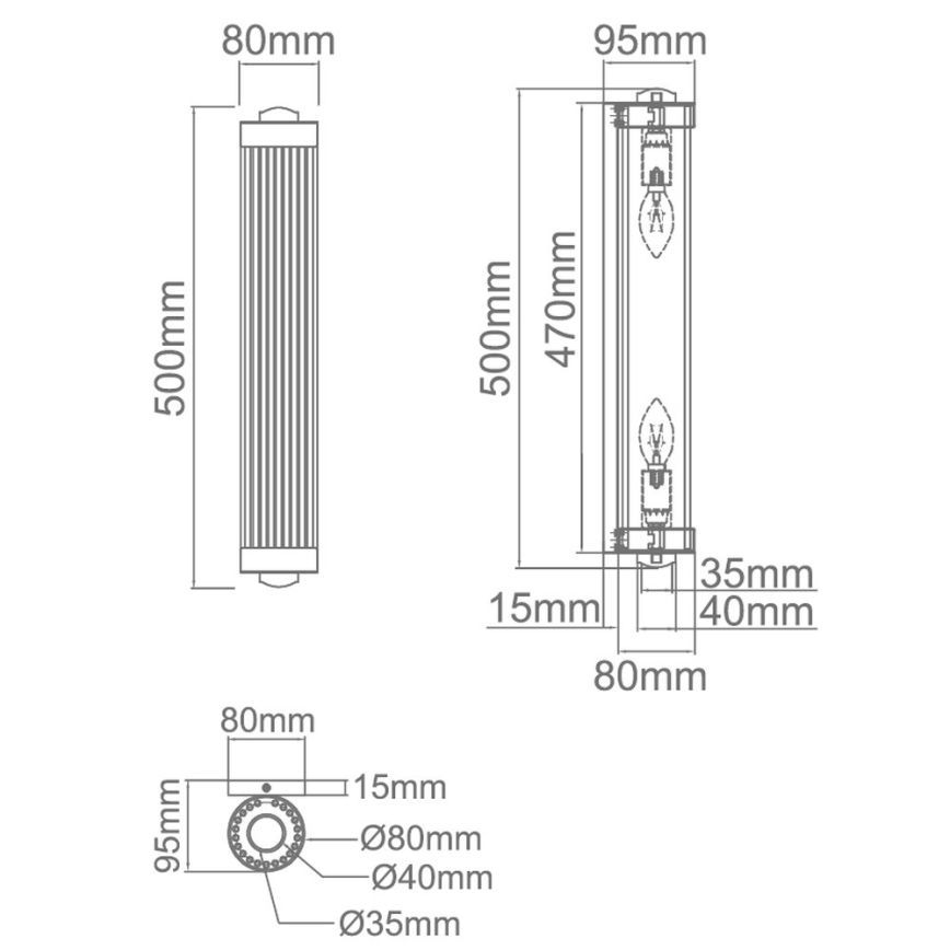 Open Design OR81572 - Zidna svetiljka FIATTO 2xE14/12W/230V mesing