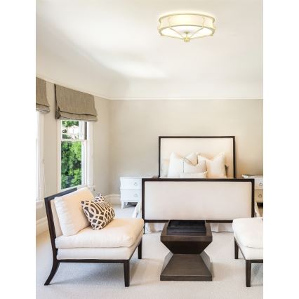 Open Design OR84436 - Stropna svetiljka STESSO 4xE27/12W/230V, prečnik 65 cm, mesing/bela