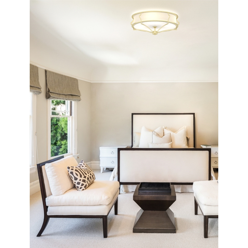 Open Design OR84436 - Stropna svetiljka STESSO 4xE27/12W/230V, prečnik 65 cm, mesing/bela